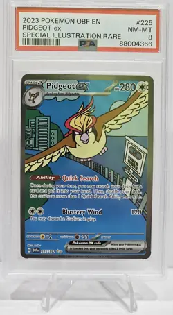 Pokemon TCG Pidgeot ex Sv03: Obsidian Flames 225/197 Holo PSA 8 - Image 1