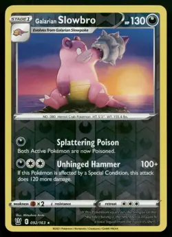 Galarian Slowbro 092/163 Rare Battle Styles Pokemon Reverse Holo Near Mint - Image 1