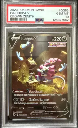 2023 POKEMON SWSH #GG53 FA/HOOPA V CROWN ZENITH PSA 10 - Image 1