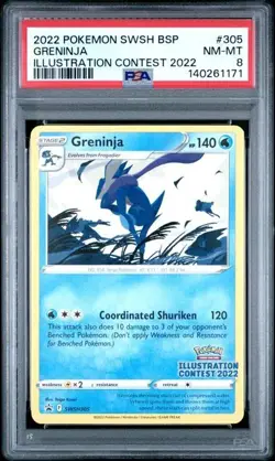 2022 Pokemon Sword & Shield SWSH BSP Greninja Illustration Contest #305 PSA 8 - Image 1