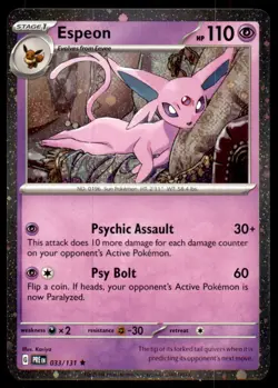Espeon 033/131 Holo Rare Prismatic Evolutions Pokemon Holo Near Mint - Image 1