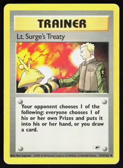 Lt. Surge's Treaty Gym Heroes 112/132 Uncommon 1st Edition HP Pokemon TCG - Image 1