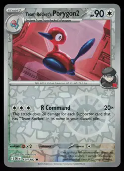 Team Rocket's Porygon2 154/182 Common Destined Rivals Pokemon Reverse Holo NM - Image 1