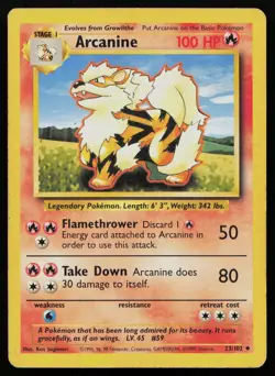 ARCANINE 23/102 UNCOMMON BASE SET UNLIMITED POKEMON HP - Image 1