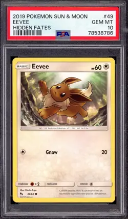2019 Pokemon Sun & Moon Hidden Fates Eevee #49 PSA 10 GEM MINT - Image 1