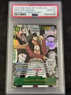 ONE PIECE DRACULE MIHAWK 2026 OP14-EB04-THE AZURE SEA'S SEVEN #119 MNG AR PSA 10 - Image 1