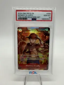 2024 One Piece EN Monkey D. Luffy ST10-006 SR Treasure Boosters Set PSA 10 - Image 1