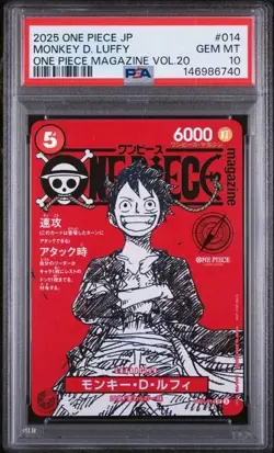 2025 One Piece JP Monkey D Luffy OP Mag Vol 20 Gem Mint PSA 10 - Image 1