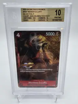 BGS 10 PRISTINE One Piece Monkey.D.Luffy P-007 Championship 2023 Celebration - Image 1