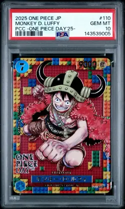 2025 ONE PIECE JP PCC MONKEY D LUFFY P-110 DAY 25 ELBAF PROMO PSA 10 GEM MINT - Image 1