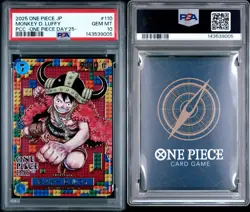 2025 ONE PIECE JP PCC MONKEY D LUFFY P-110 DAY 25 ELBAF PROMO PSA 10 GEM MINT - Image 3
