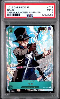2025 ONE PIECE JPN PROMOS WEEKLY SHONEN JUMP-ISSUE 19 #027 SABO PSA 9 - Image 1