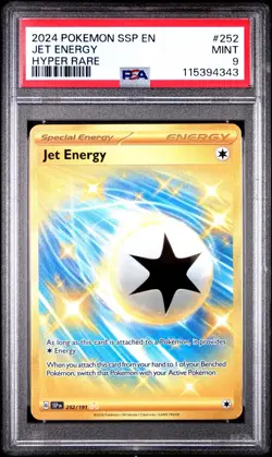 PSA 9 MINT JET ENERGY Hyper Rare SSP EN-SURGING SPARKS #252 Pokemon Card 2024 - Image 1