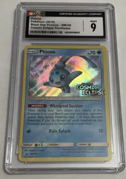 CGC9 Phione - (Prerelease) SM220 Cosmic Eclipse Stamped Pokemon Card Sun & Moon - Image 1