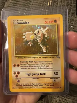 Hitmonlee 7/62 Fossil 1999 Holo Rare Unlimited 60 HP EN Ken Sugimori - Image 1