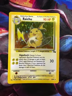 Pokemon Raichu 14/62 Fossil Holo Rare WOTC Vintage 1999 Unlimited TCG - Image 1