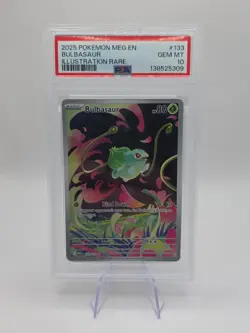 Pokemon TCG Mega Evolution Bulbasaur 133/132 Illustration Rare PSA 10 Gem Mint - Image 1