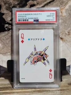 Pokemon PSA 10 GEM MINT Ariados #168 Gold Deck Poker Card Queen Of Diamonds - Image 1