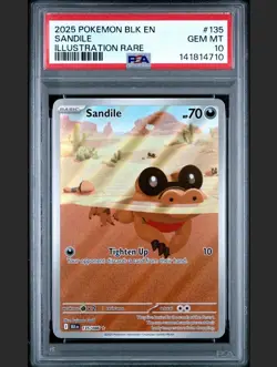 2025 POKEMON EN BLACK BOLT SANDILE #135 ILLUSTRATION RARE PSA 10 GEM MINT POP 61 - Image 1