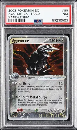 2003 POKEMON EX SANDSTORM #95 AGGRON EX-HOLO PSA 7 - Image 1