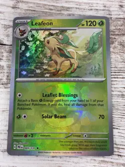 Pokemon TCG Sv8.5: Prismatic Evolutions Leafeon Master Ball Holo 005/131 - Image 1