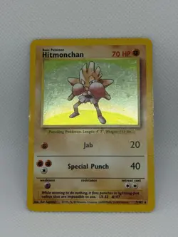 Pokemon Base Set Hitmonchan Holo 7/102 MP Moderately Played Unlimited - Image 2