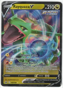 Rayquaza V 100/159 Holo V Rare Crown Zenith Pokemon TCG Near Mint - Image 1