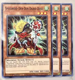 Yugioh! 3x Speedroid Den-Den Daiko Duke LED8-EN013 Common - 1st ed NM - Image 1