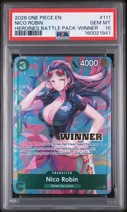 2026 ONE PIECE HEROINES BATTLE PACK WINNER #111 NICO ROBIN PSA 10 - Image 1