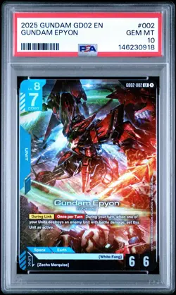 Bandai 2025 Gundam Card Game EN Gundam Epyon GD02-002 LR Foil PSA 10 - Image 1