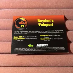 1994 CLASSIC GAMES MORTAL COMBAT #77 RAYDEN'S TELEPORT NM-MT CARD - Image 3