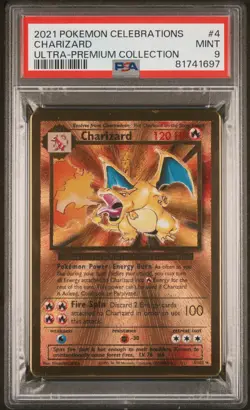 2021 POKEMON #4 CHARIZARD CELEBRATIONS PSA 9 Mint 25. Jubilaum gold metal Promo - Image 1