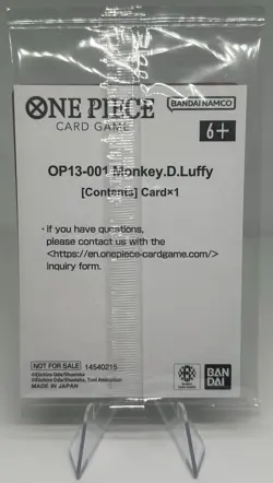 One Piece TCG English Ichiban Kuji Monkey D. Luffy Promo (OP13-001) -Sealed - Image 2
