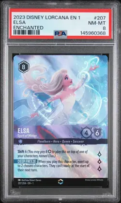 2023 Disney Lorcana EN 1-The First Chapter Elsa PSA 8 #207 - Image 1