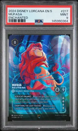 2024 Disney Lorcana EN 5-Shimmering Skies Mufasa PSA 9 #217 - Image 1