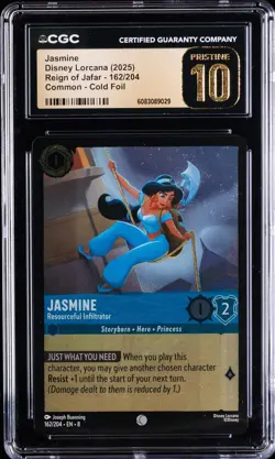 2025 DISNEY LORCANA REIGN OF JAFAR COMMON - COLD FOIL JASMINE CGC 10 PRISTINE - Image 1