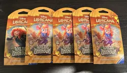 Disney Lorcana Wilds Unknown Sleeved Booster Packs x5 New Sealed - Image 1