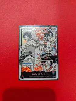 Bandai One Piece Card Game Luffy & Ace Leader Alt Art Holo ST30-001 6000 EN - Image 1
