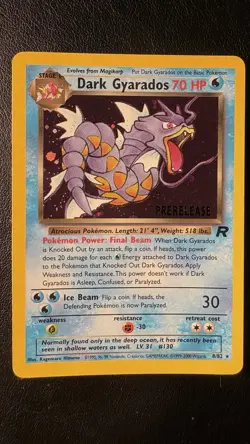 Pokemon TCG Dark Gyarados Holo Rare Card 8/82 Prerelease NM - Image 1