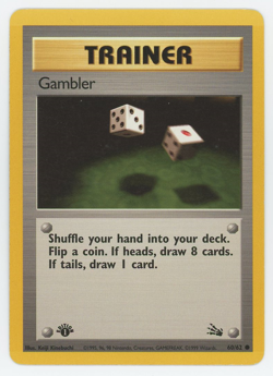 Gambler 60/62 1st Edition NM LP MP HP Common Fossil Pokemon Card 1999 First - Image 1