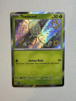 Pokemon TCG Baby Shiny Toedscool & Houndstone PAF 105/091 168/091 Holo Card - Image 3
