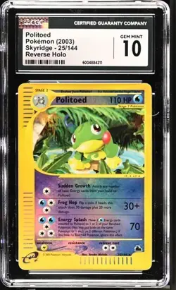2003 Pokemon Skyridge Politoed CGC 10 25/144 Reverse Holo Rev Foil - Image 1