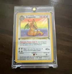 Pokemon TCG Fossil Dragonite 4/62 Holo Rare 1st Edition English 1999 - Image 1