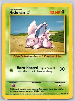 Nidoran M 55/102 C Base Set Unlimited MP Pokemon - Image 1
