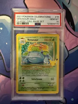 Pokemon PSA 10 MINT Celebrations Venusaur 15/102 Classic Collection Holo Rare - Image 1