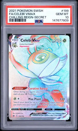 2021 POKEMON SWORD & SHIELD CHILLING REIGN SECRET FULL ART/CELEBI VMAX PSA 10 - Image 1