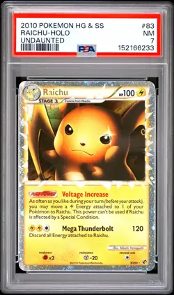 2010 POKEMON HEARTGOLD & SOULSILVER UNDAUNTED #83 RAICHU-HOLO PSA 7 - Image 1