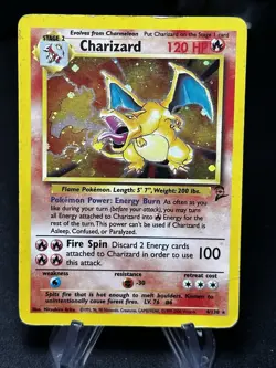 2000 POKEMON BASE SET 2 #4 CHARIZARD HOLO DAMAGED - Image 1