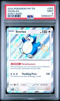 Snorlax 202/091 Shiny Rare Paf En-paldean Fates Pokemon PSA 9 - Image 1