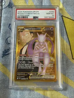 2025 POKEMON DRI EN-DESTINED RIVALS HYPER RARE TEAM ROCKET'S MEWTWO EX PSA 10 - Image 2